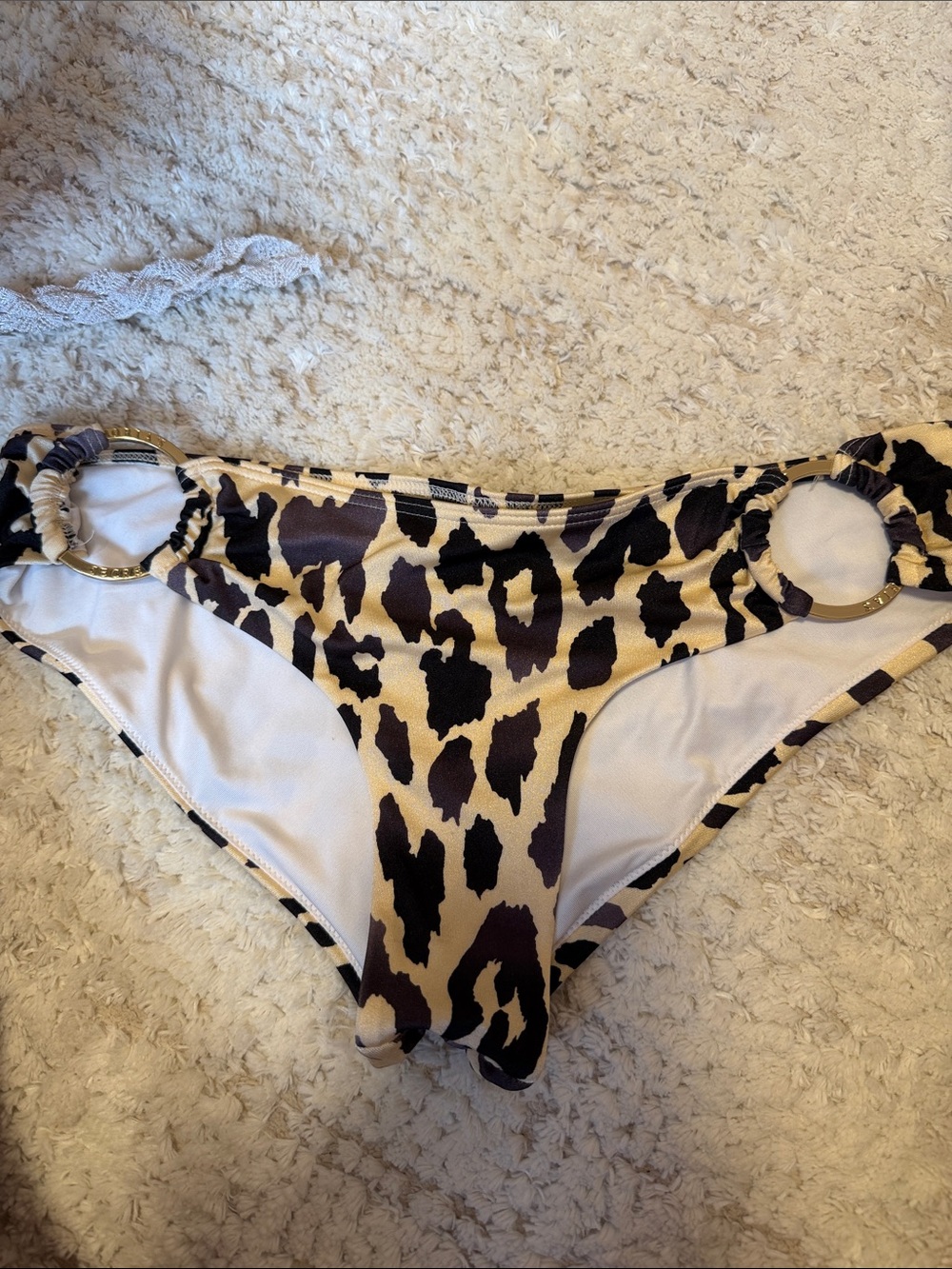 Victoria's Secret Leopard Print Bikini Bottoms in Beige and Black